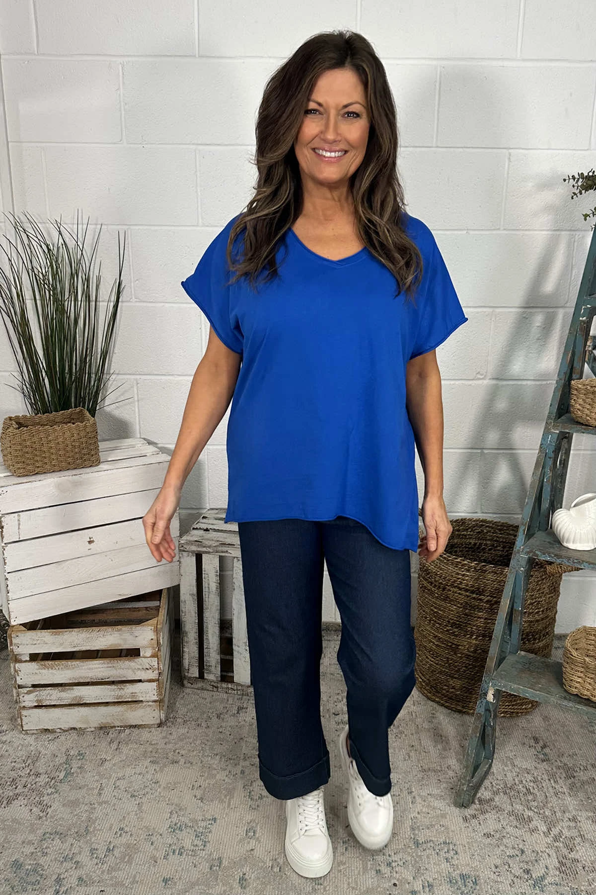 Tova V-Neck Cotton Top Cobalt 3 Tova V-Neck Cotton Top Cobalt