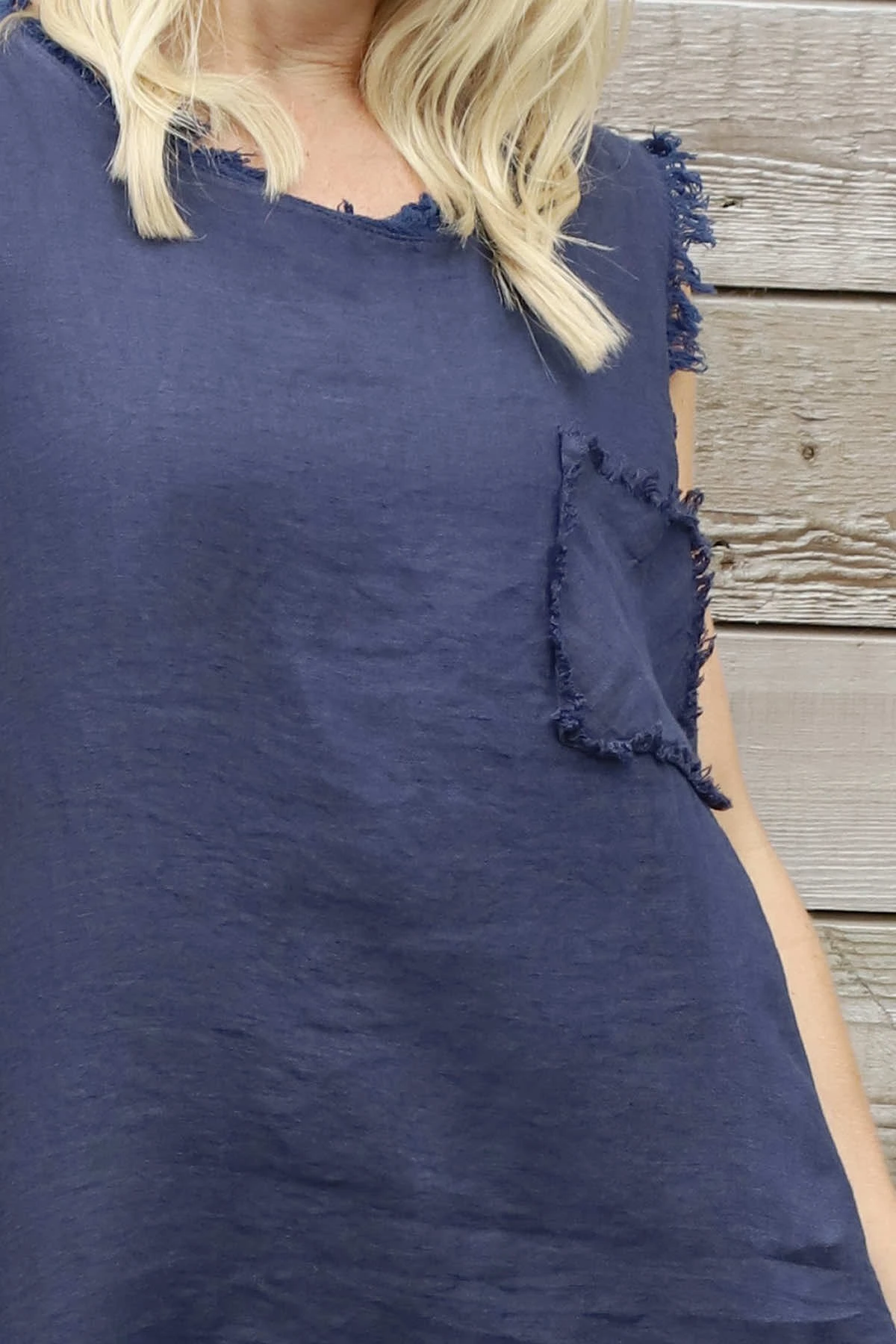 Therese Sleeveless Linen Top Navy 5 Therese Sleeveless Linen Top Navy - Image 3