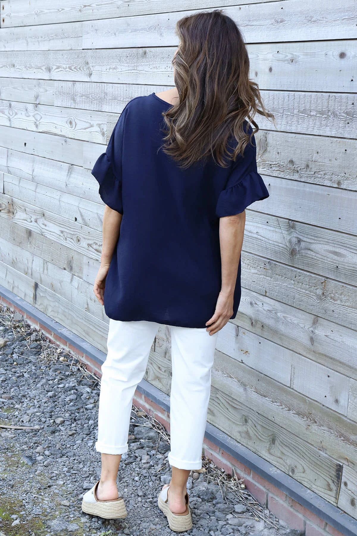 Neola Frill Sleeve Top Navy 6 Neola Frill Sleeve Top Navy - Image 4