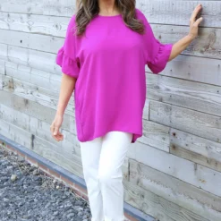 Neola Frill Sleeve Top Purple
