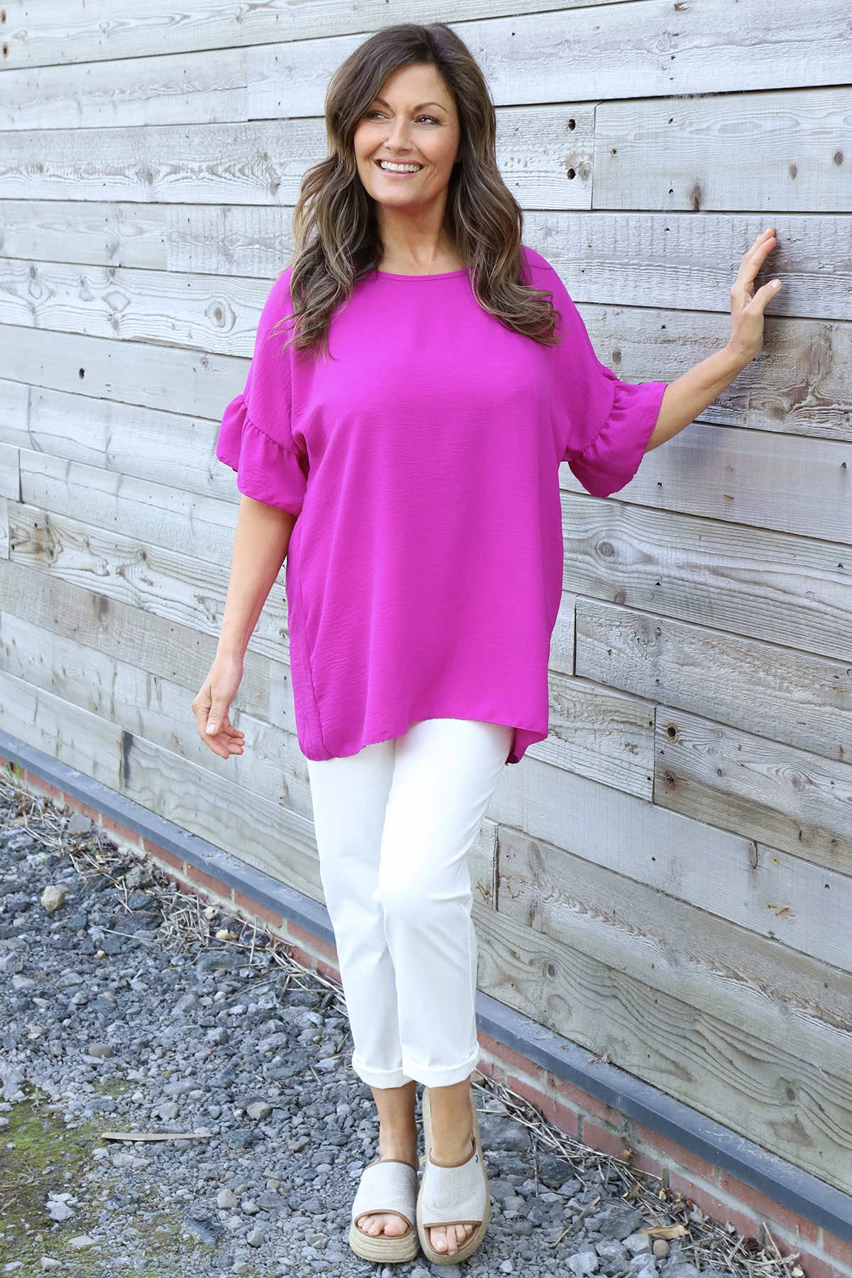 Neola Frill Sleeve Top Purple 3 Neola Frill Sleeve Top Purple