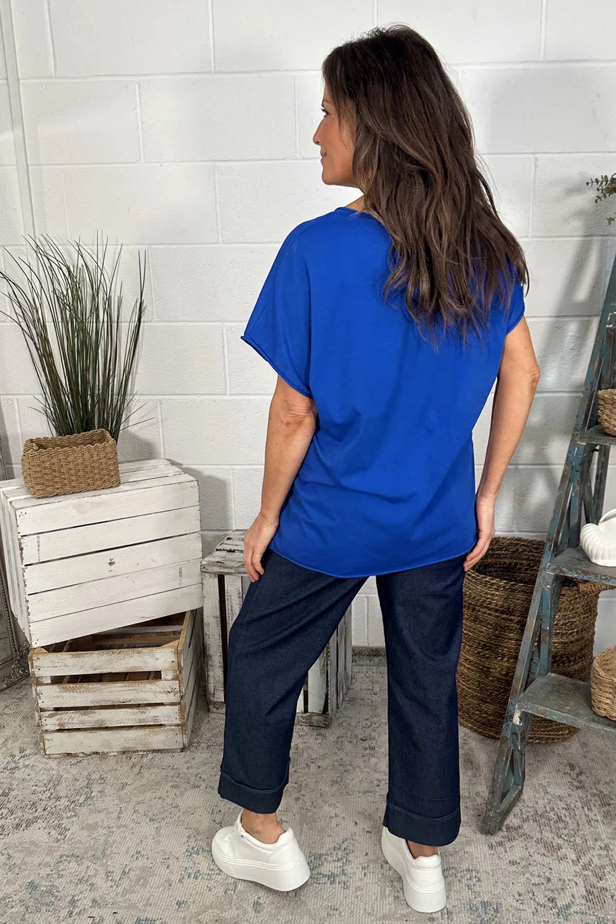 Tova V-Neck Cotton Top Cobalt 6 Tova V-Neck Cotton Top Cobalt - Image 4