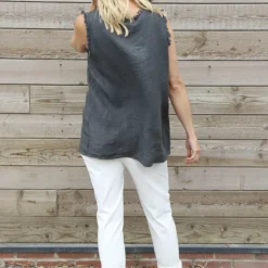Therese Sleeveless Linen Top Charcoal -Kitandkaboodal Store IMG 0638 1ef918d6 3865 419d bb47 b93b2495e750