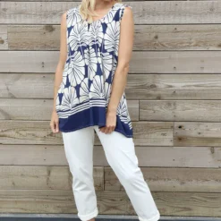 Carella Print Sleeveless Top Stone