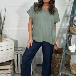 Tova V-Neck Cotton Top Khaki 8 Tova V-Neck Cotton Top Khaki -Kitandkaboodal Store IMG 0653 f221e585 799c 49f5 a7ad 1b7bb79ecf3f