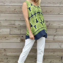 Carella Print Sleeveless Top Olive