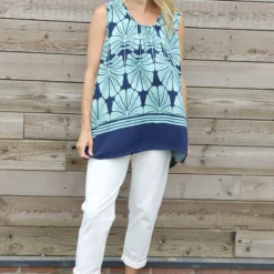 Carella Print Sleeveless Top Sage Green