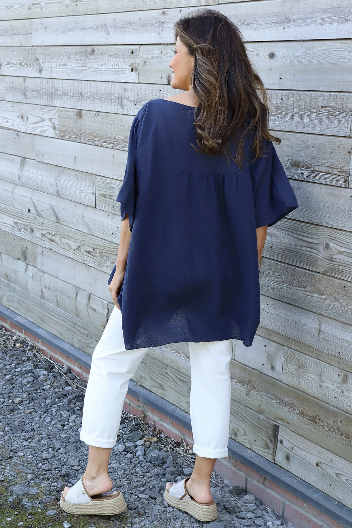 Ophira Smock Cotton Top Navy 6 Ophira Smock Cotton Top Navy - Image 4