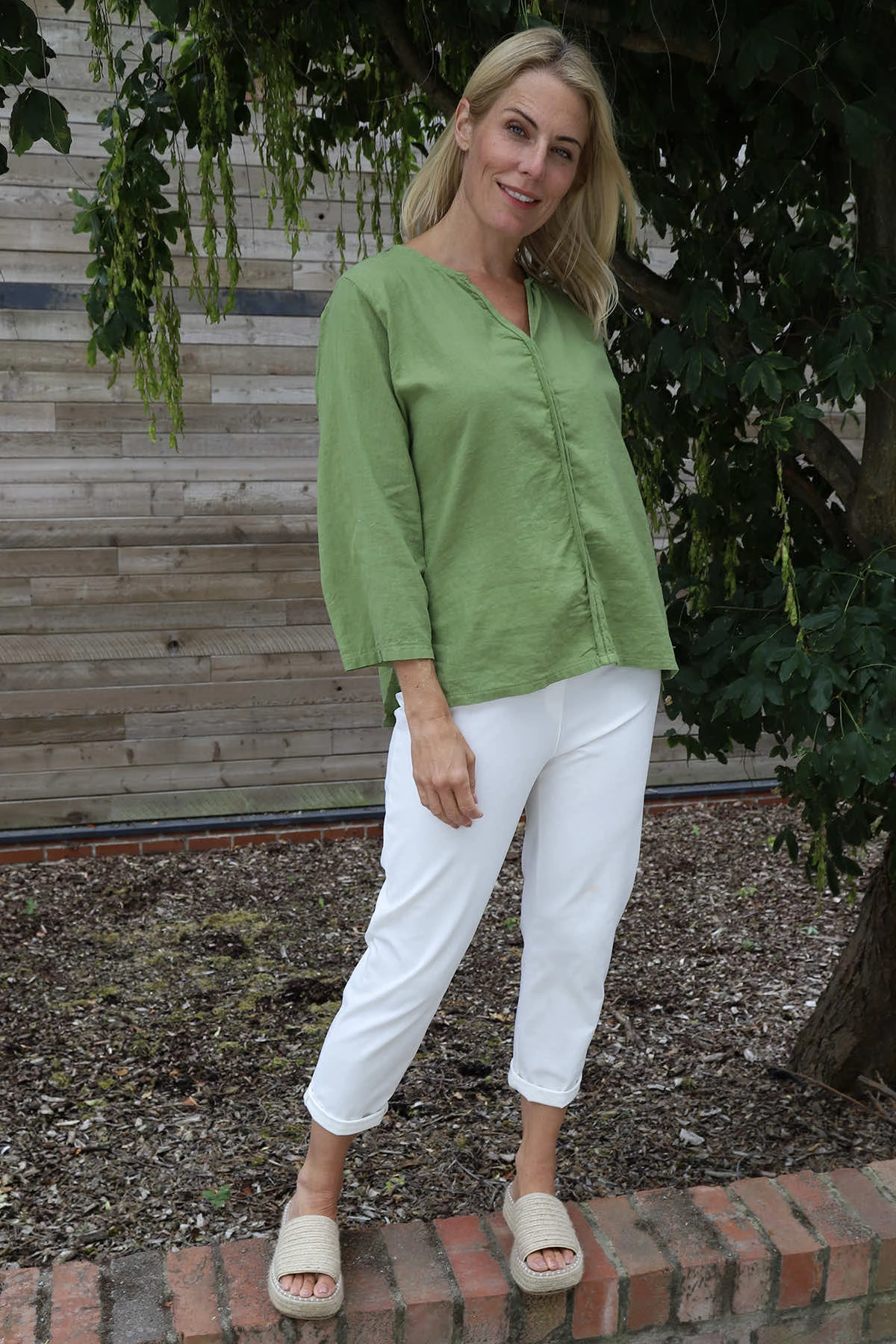 Grace Linen Top Olive 3 Grace Linen Top Olive