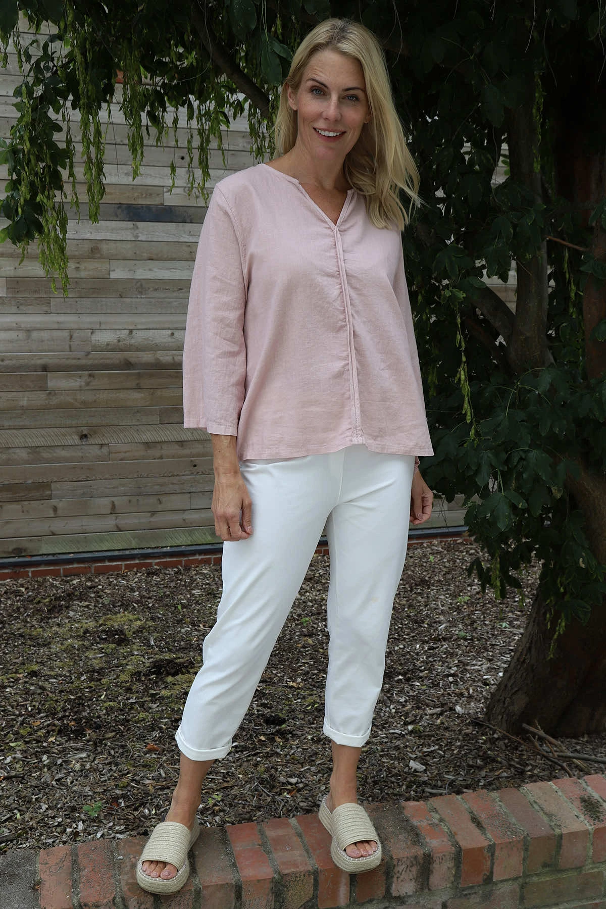 Grace Linen Top Pink 4 Grace Linen Top Pink - Image 2