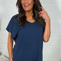 Tova V-Neck Cotton Top Navy 8 Tova V-Neck Cotton Top Navy -Kitandkaboodal Store IMG 0703 5c9c6ea2 fd41 4a68 8db8 623e6c0c3270