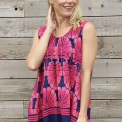 Carella Print Sleeveless Top Hot Pink