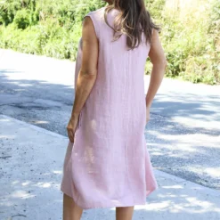 Everly Sleeveless Linen Dress Pink -Kitandkaboodal Store IMG 0738 63fa4b44 32a9 4cdf af4b 409cbe21a427
