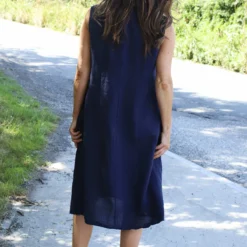 Everly Sleeveless Linen Dress Navy 9 Everly Sleeveless Linen Dress Navy -Kitandkaboodal Store IMG 0754