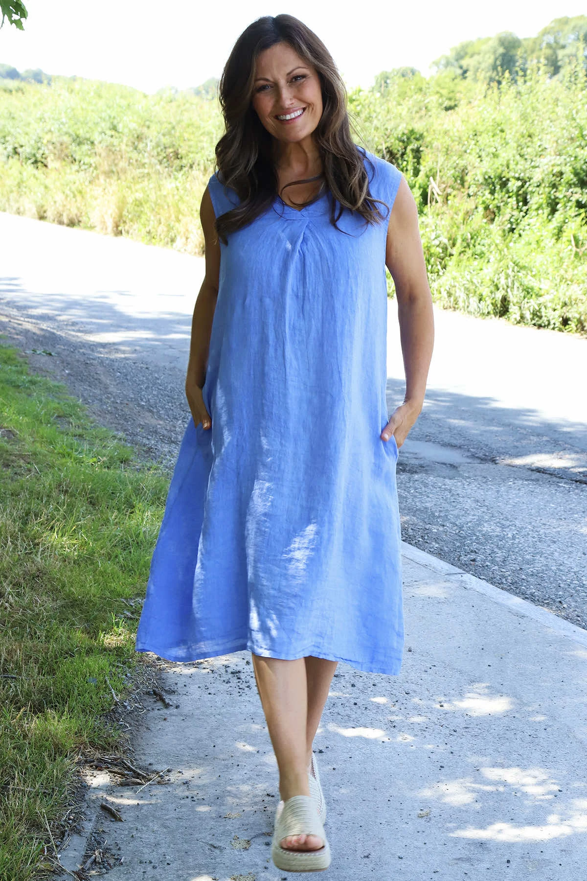 Everly Sleeveless Linen Dress Powder Blue 3 Everly Sleeveless Linen Dress Powder Blue