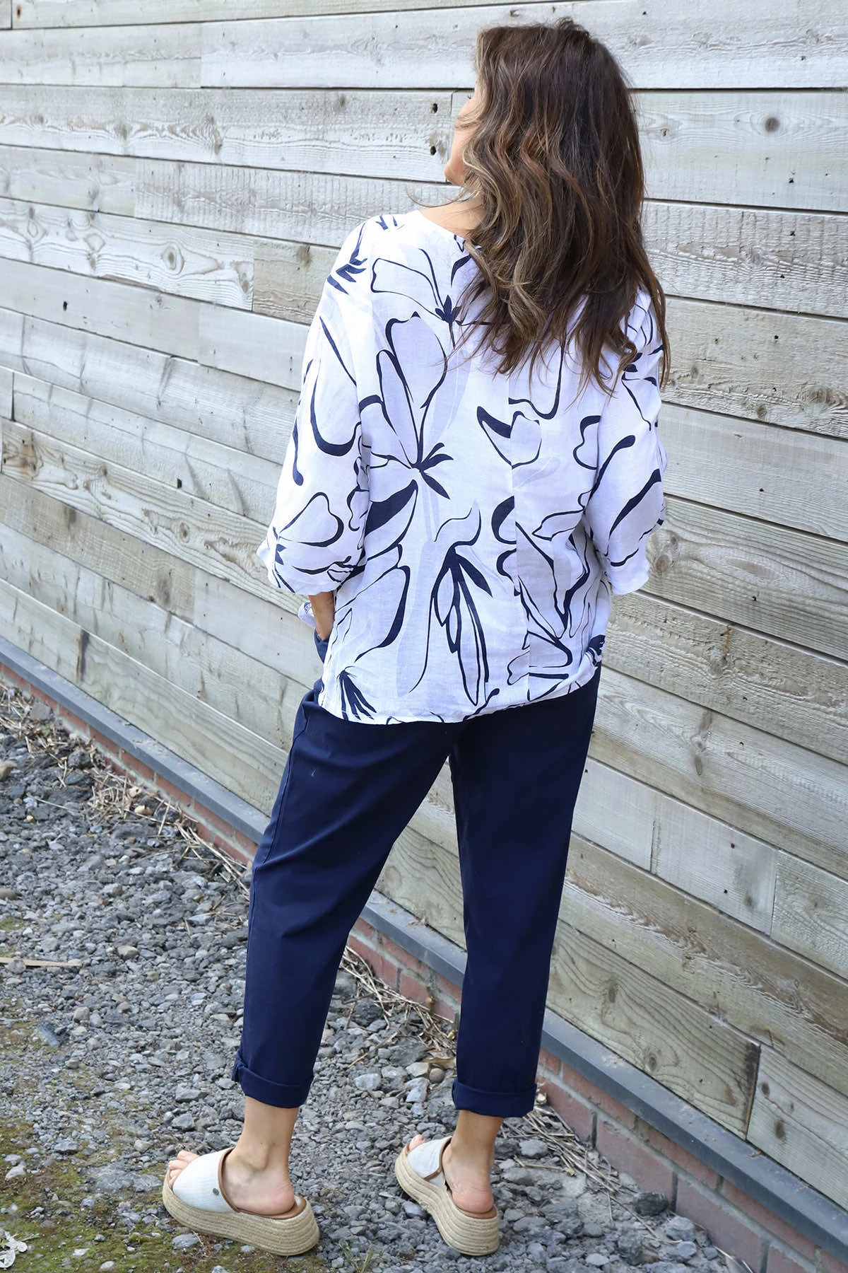 Vicki Pattern Linen Top White 6 Vicki Pattern Linen Top White - Image 4