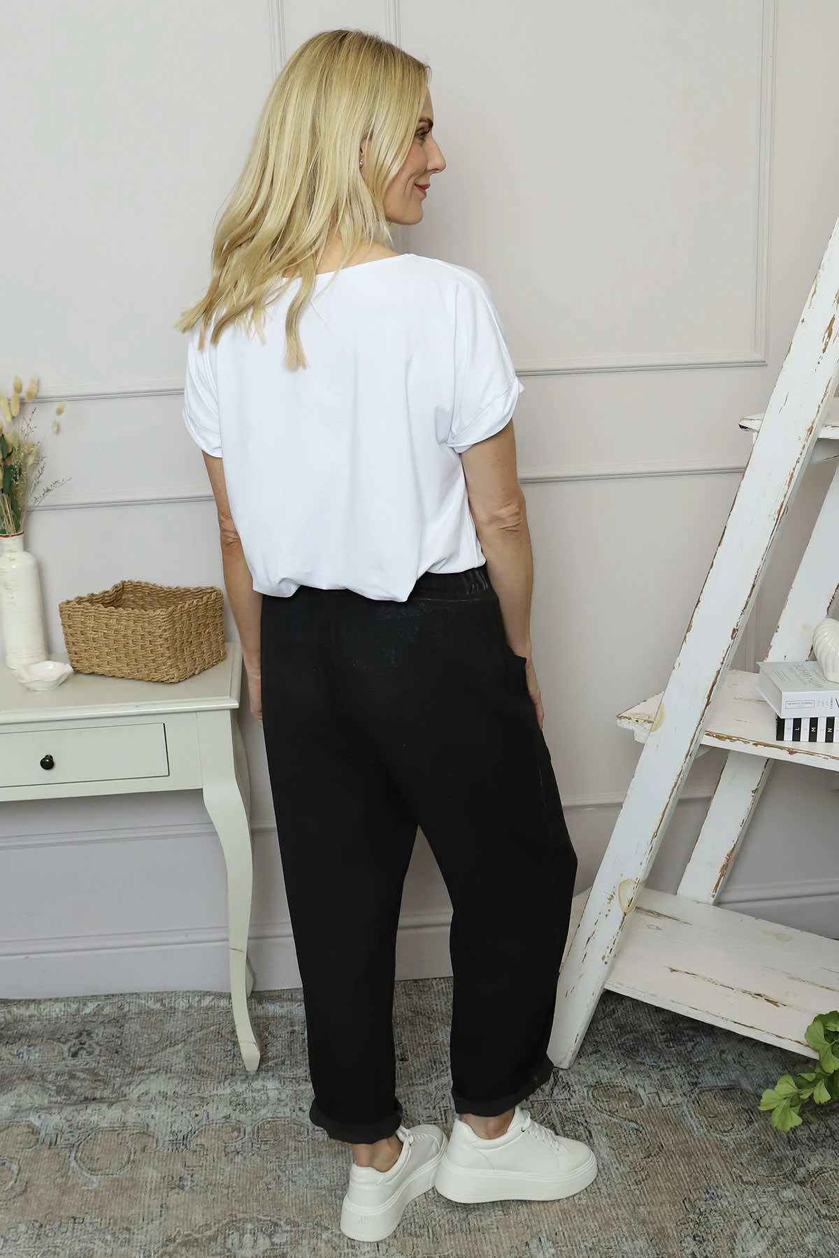 Trevina Washed Cotton Trousers Black 6 Trevina Washed Cotton Trousers Black - Image 4