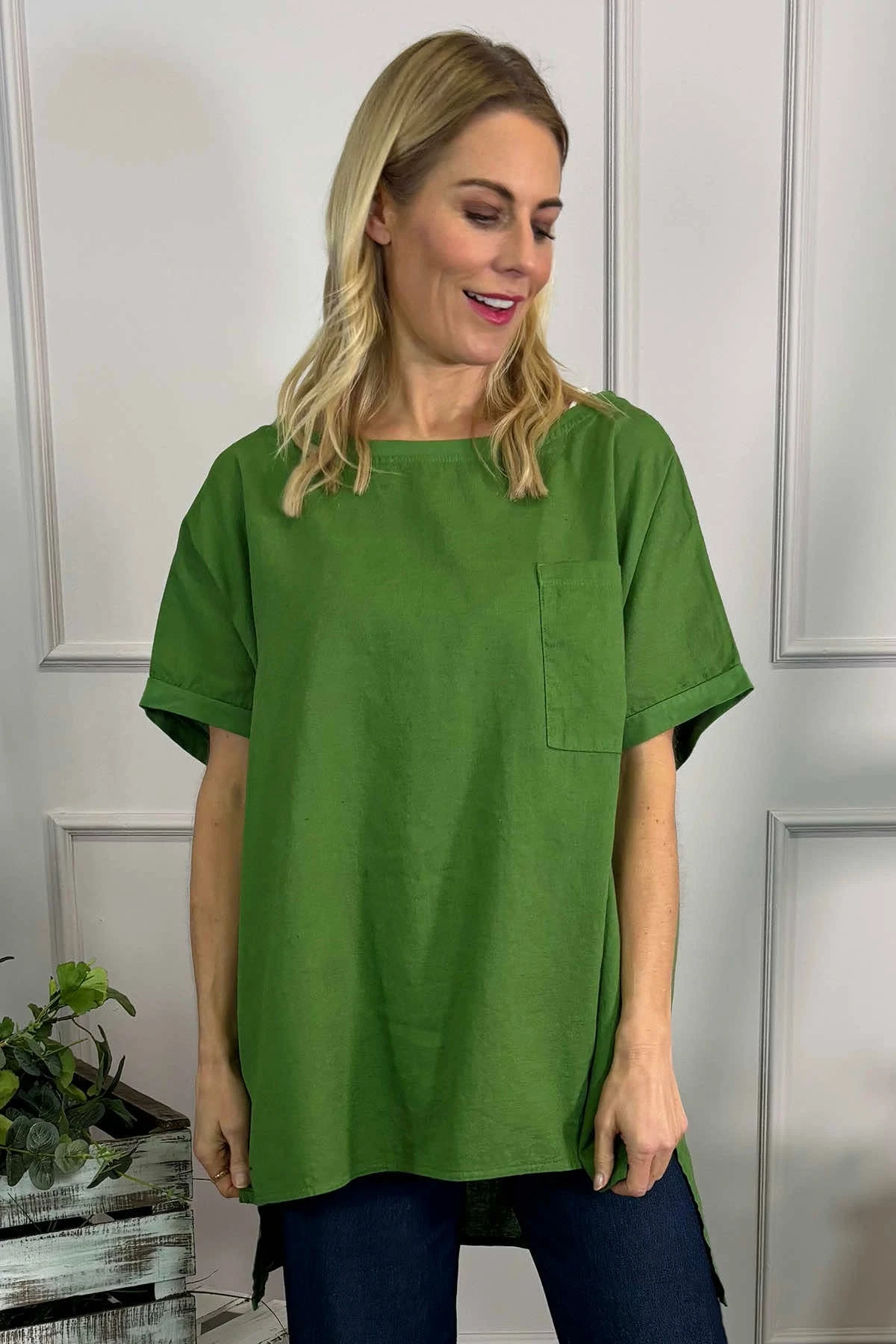 Thekla Linen Top Green 5 Thekla Linen Top Green - Image 3