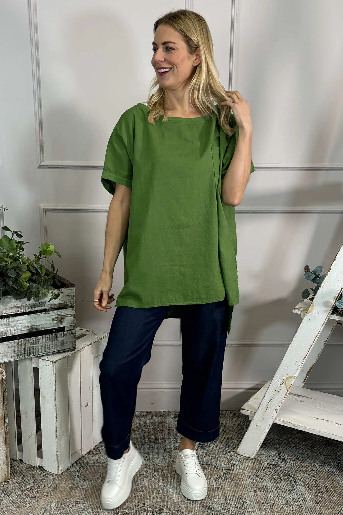 Thekla Linen Top Green 3 Thekla Linen Top Green
