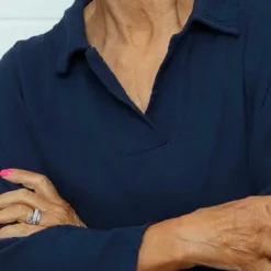 Marsha Crinkle Cotton Top Navy -Kitandkaboodal Store IMG 0793