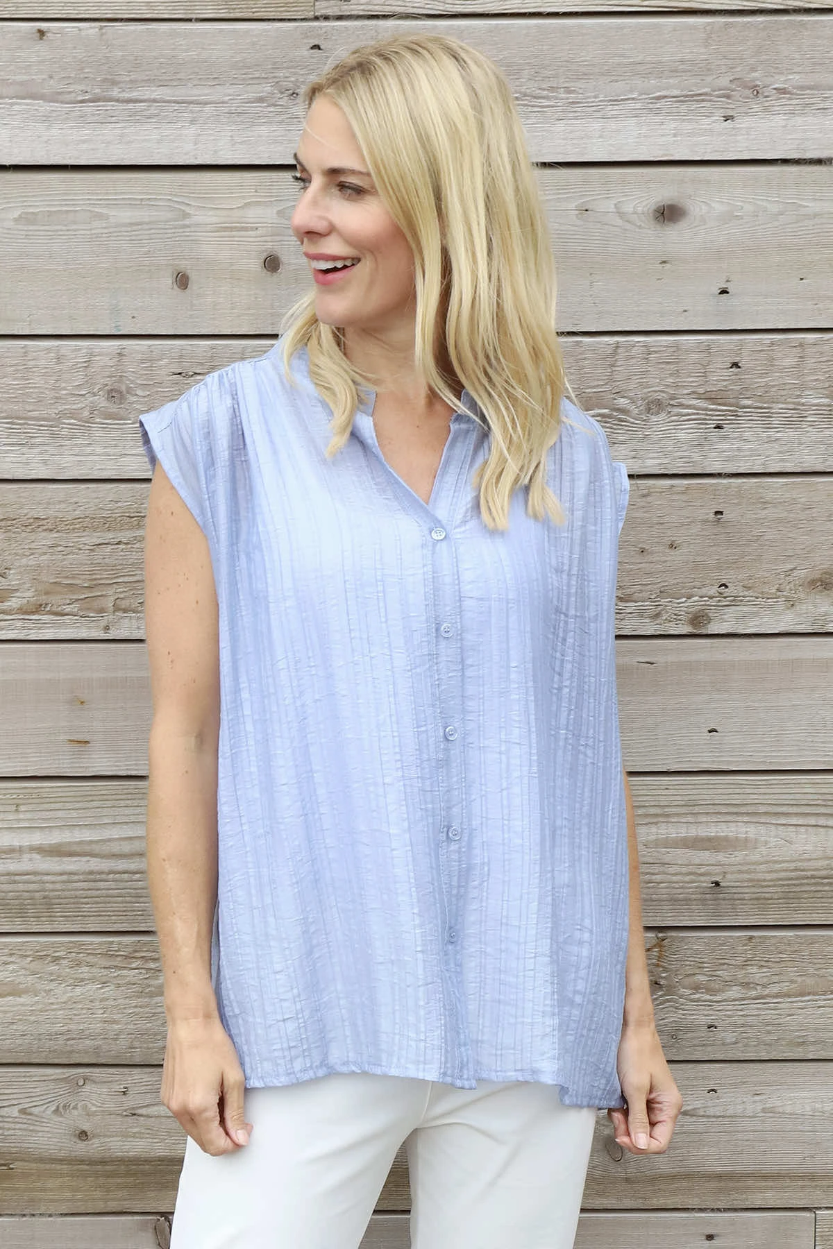 Kimmie Sleeveless Blouse Blue 3 Kimmie Sleeveless Blouse Blue