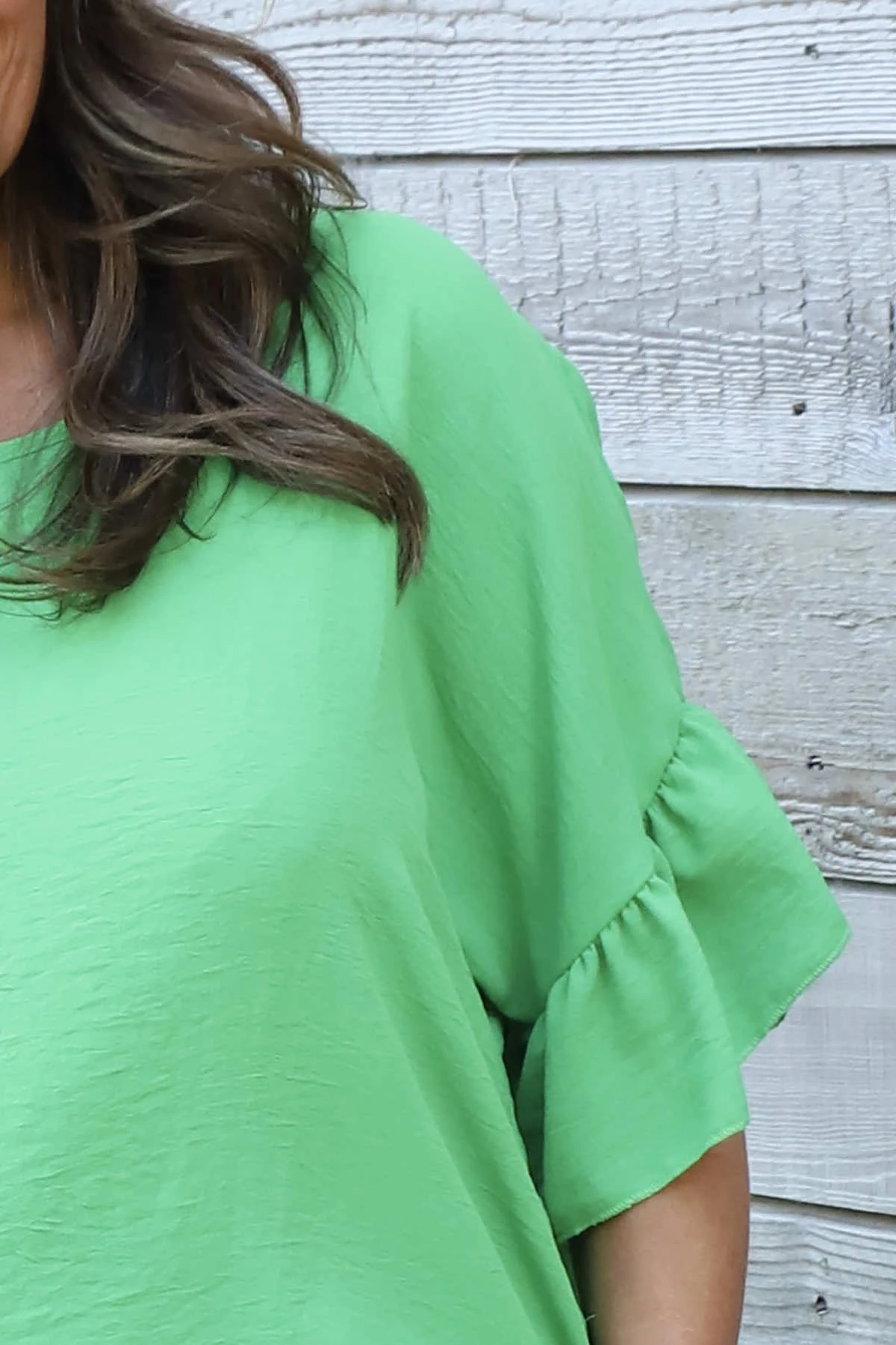 Neola Frill Sleeve Top Green 5 Neola Frill Sleeve Top Green - Image 3