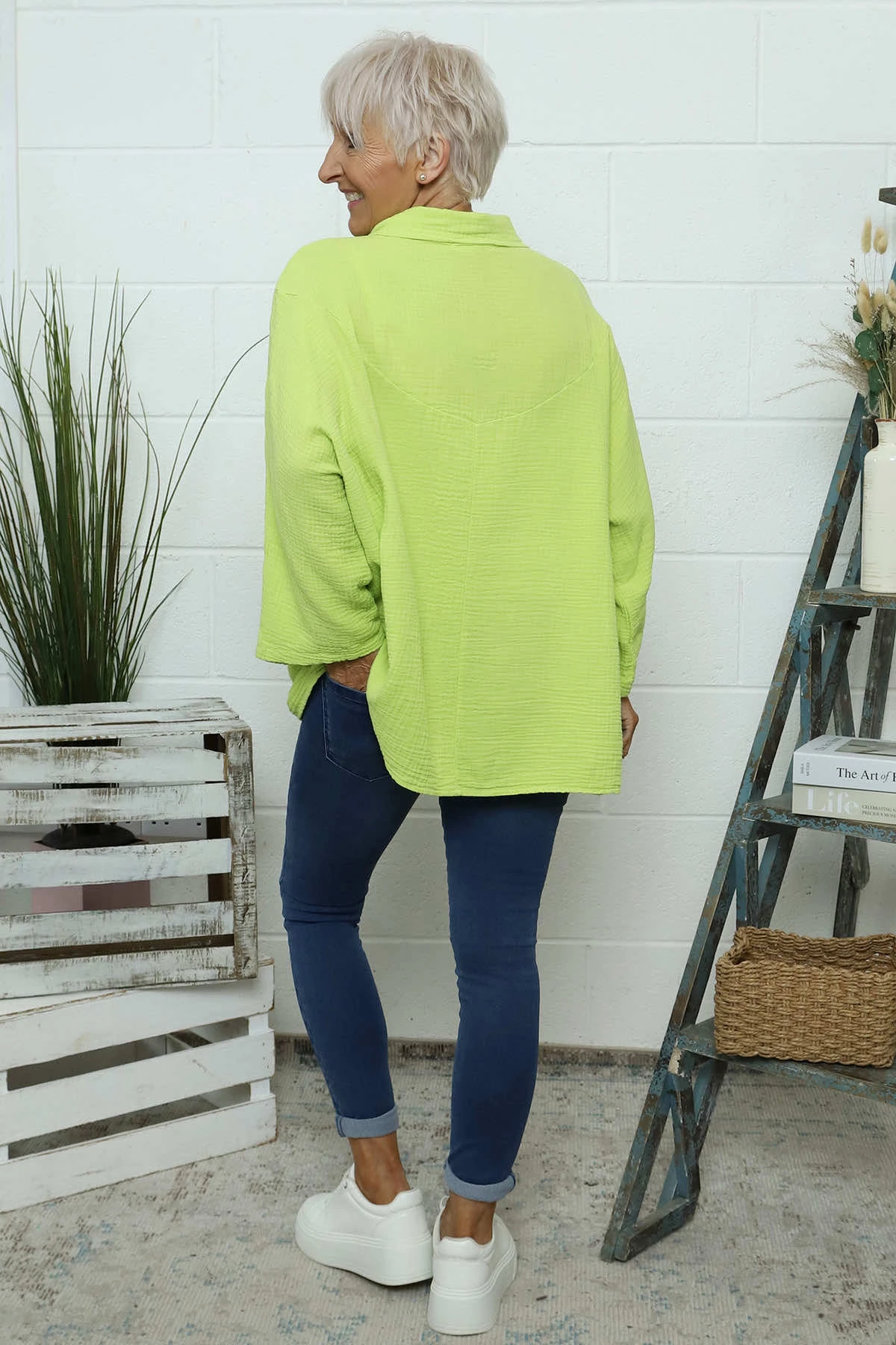 Marsha Crinkle Cotton Top Lime 6 Marsha Crinkle Cotton Top Lime - Image 4