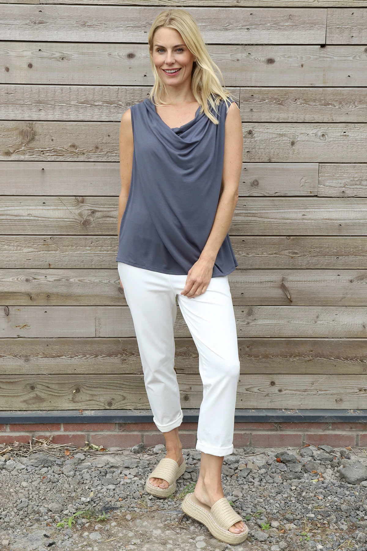 Antonina Cowl Neck Top Charcoal 3 Antonina Cowl Neck Top Charcoal