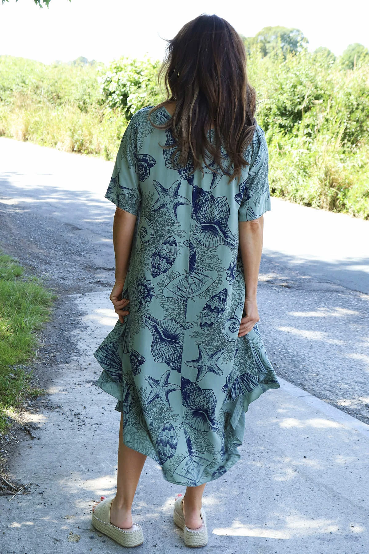 Ninetta Shell Print Dress Khaki 6 Ninetta Shell Print Dress Khaki - Image 4