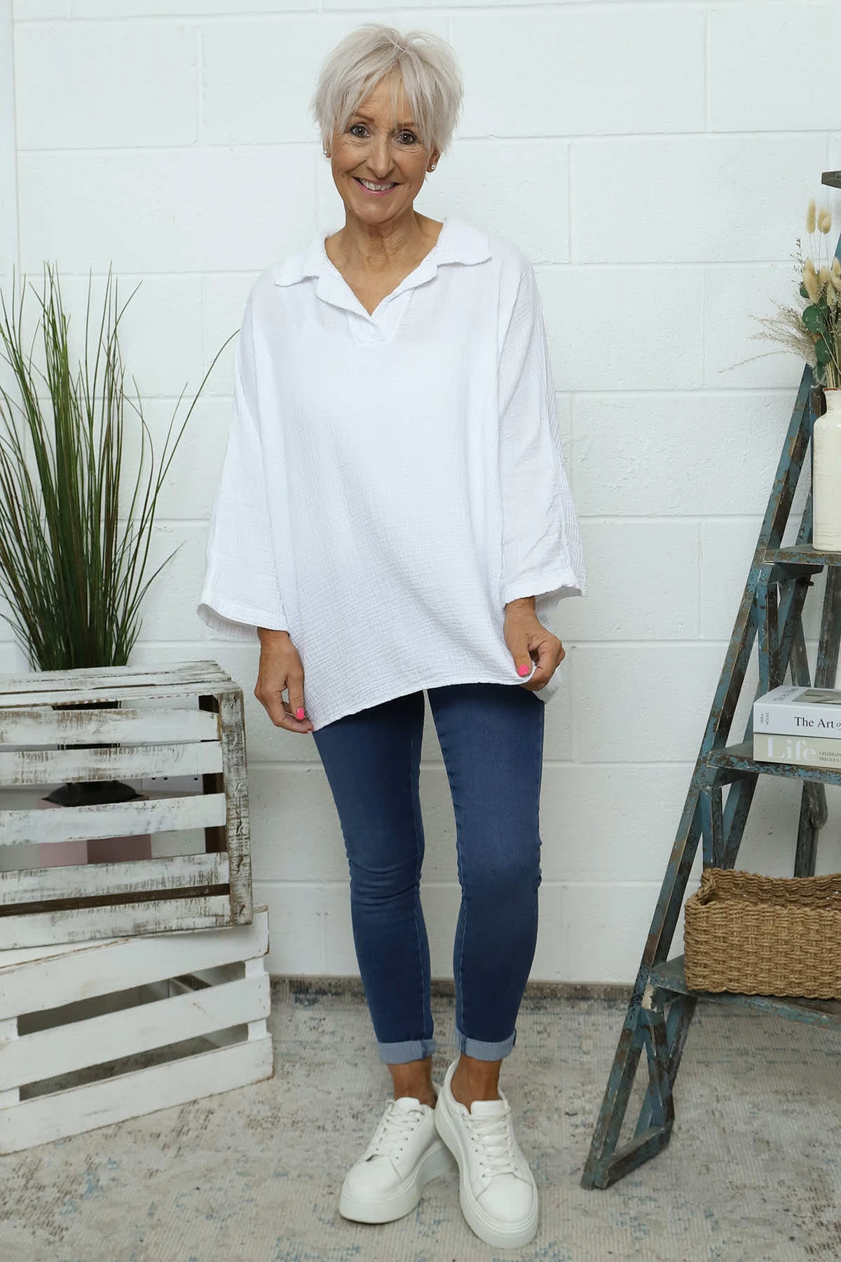 Marsha Crinkle Cotton Top White 3 Marsha Crinkle Cotton Top White