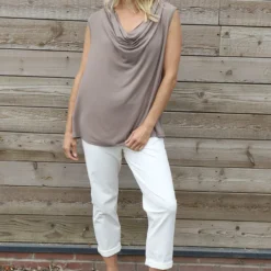 Antonina Cowl Neck Top Mocha