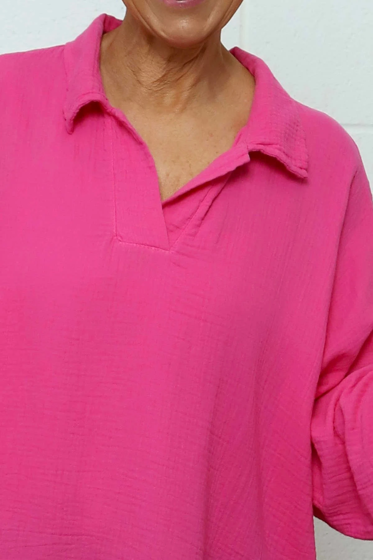 Marsha Crinkle Cotton Top Fuchsia 5 Marsha Crinkle Cotton Top Fuchsia - Image 3