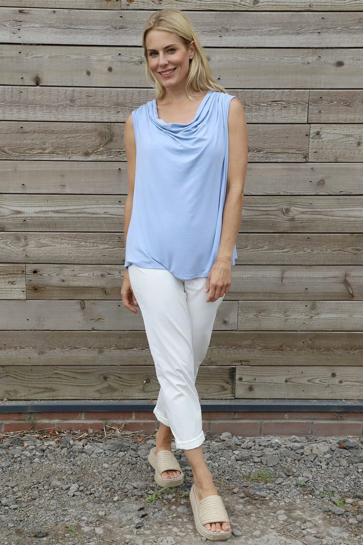 Antonina Cowl Neck Top Light Blue 4 Antonina Cowl Neck Top Light Blue - Image 2