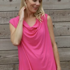 Antonina Cowl Neck Top Fuchsia