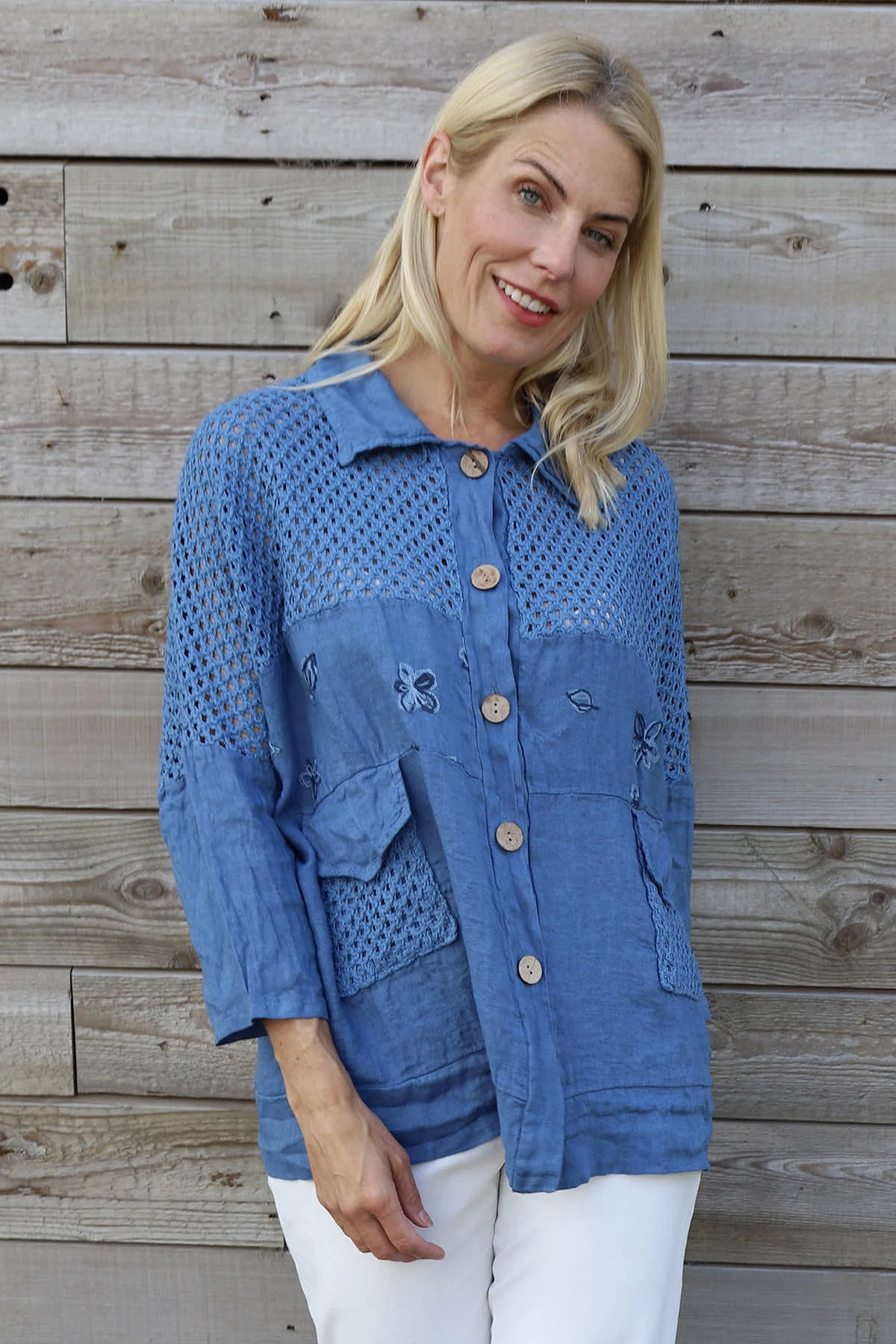 Orlanda Linen Jacket Blue 7 Orlanda Linen Jacket Blue - Image 5