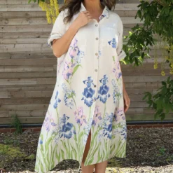 Jericho Floral Cotton Tunic Stone