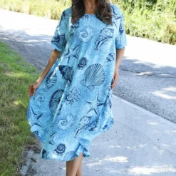 Ninetta Shell Print Dress Kingfisher