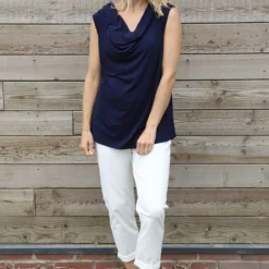 Antonina Cowl Neck Top Navy