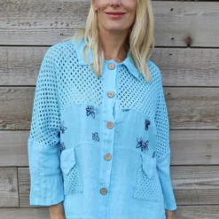 Orlanda Linen Jacket Kingfisher