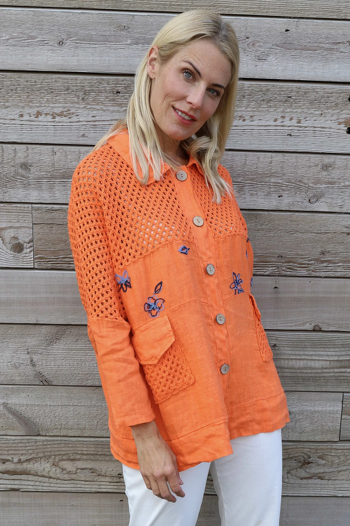 Orlanda Linen Jacket Orange 4 Orlanda Linen Jacket Orange - Image 2