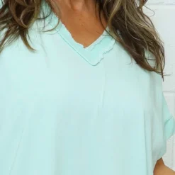 Luisa Washed V-Neck Cotton Top Mint 8 Luisa Washed V-Neck Cotton Top Mint -Kitandkaboodal Store IMG 0917 85b5f860 3c47 4c8d 9efb fb84cd872d34