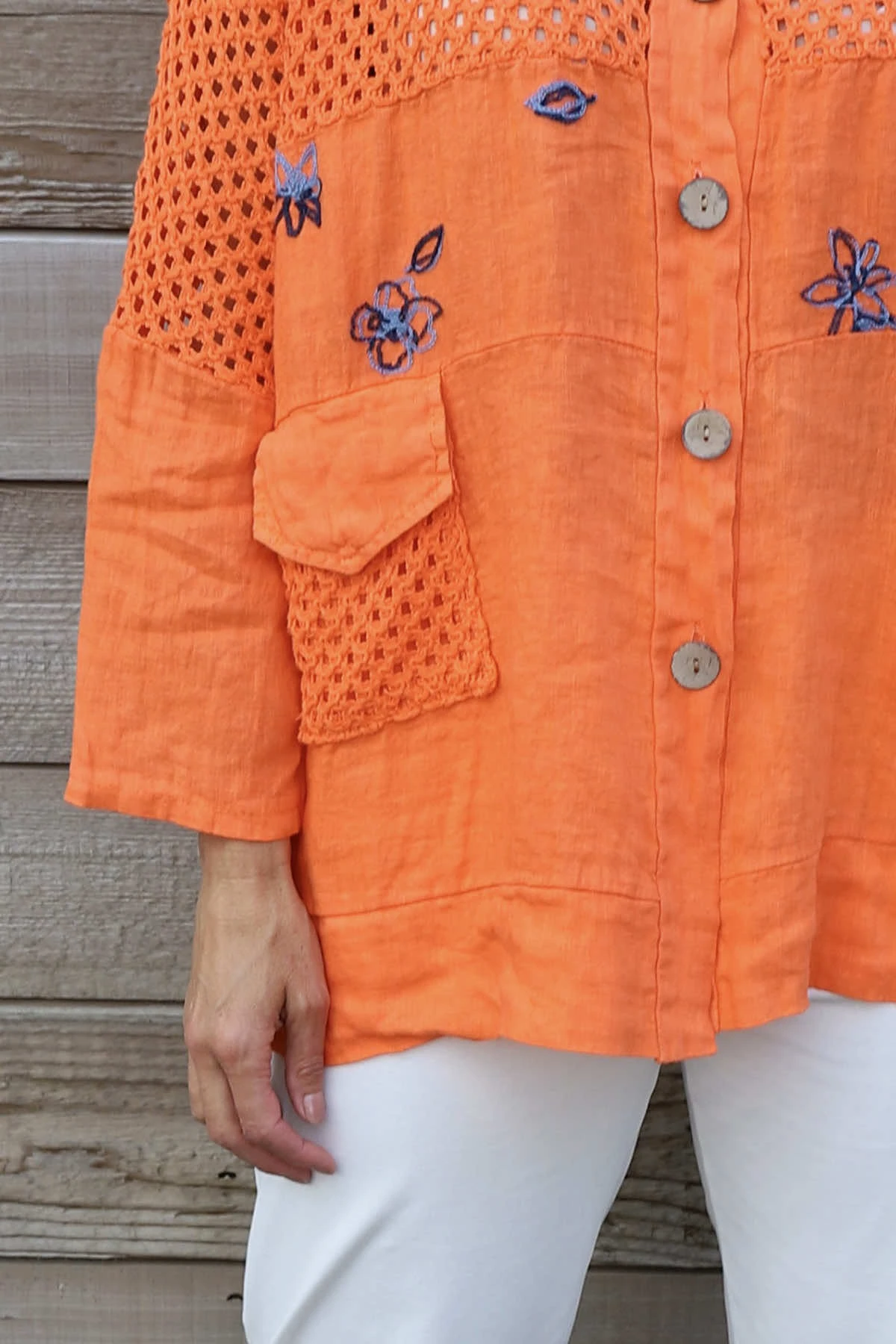 Orlanda Linen Jacket Orange 5 Orlanda Linen Jacket Orange - Image 3