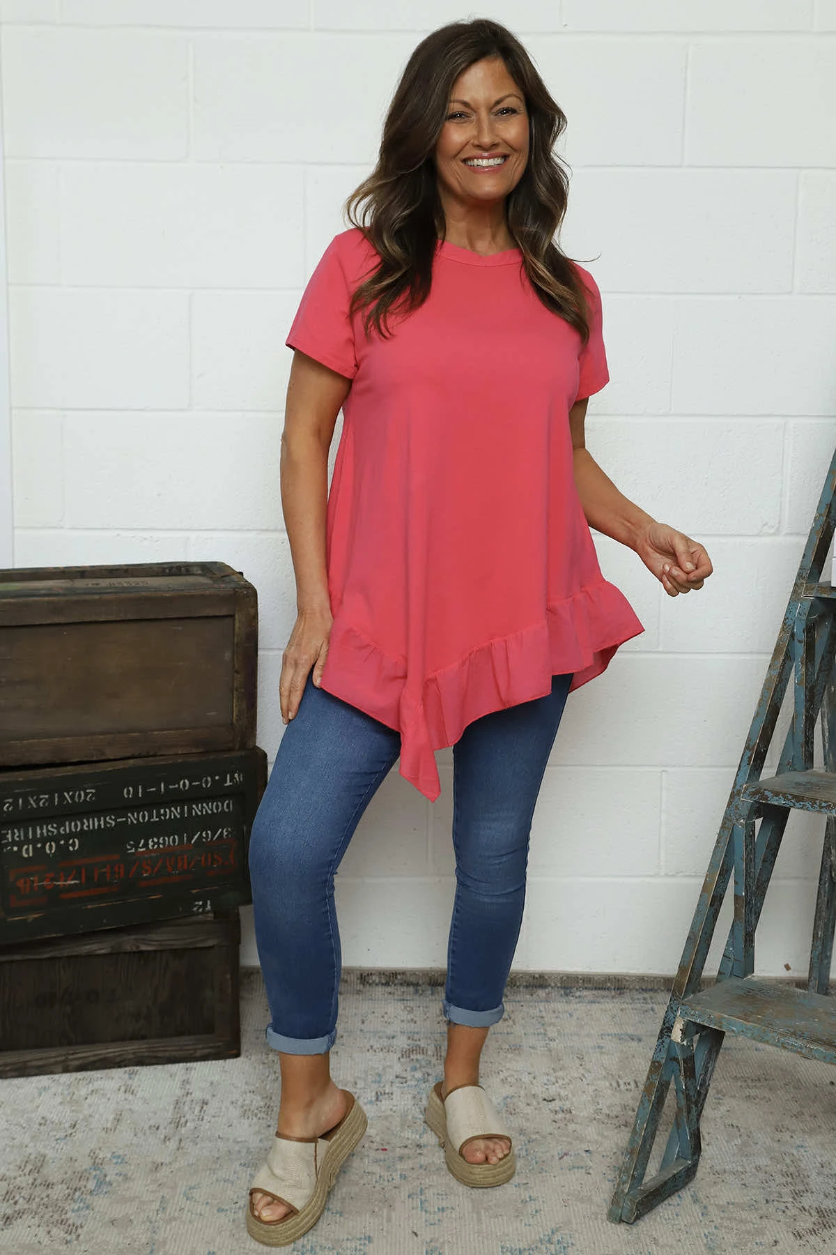 Langdon Frill Cotton Top Fuchsia 4 Langdon Frill Cotton Top Fuchsia - Image 2