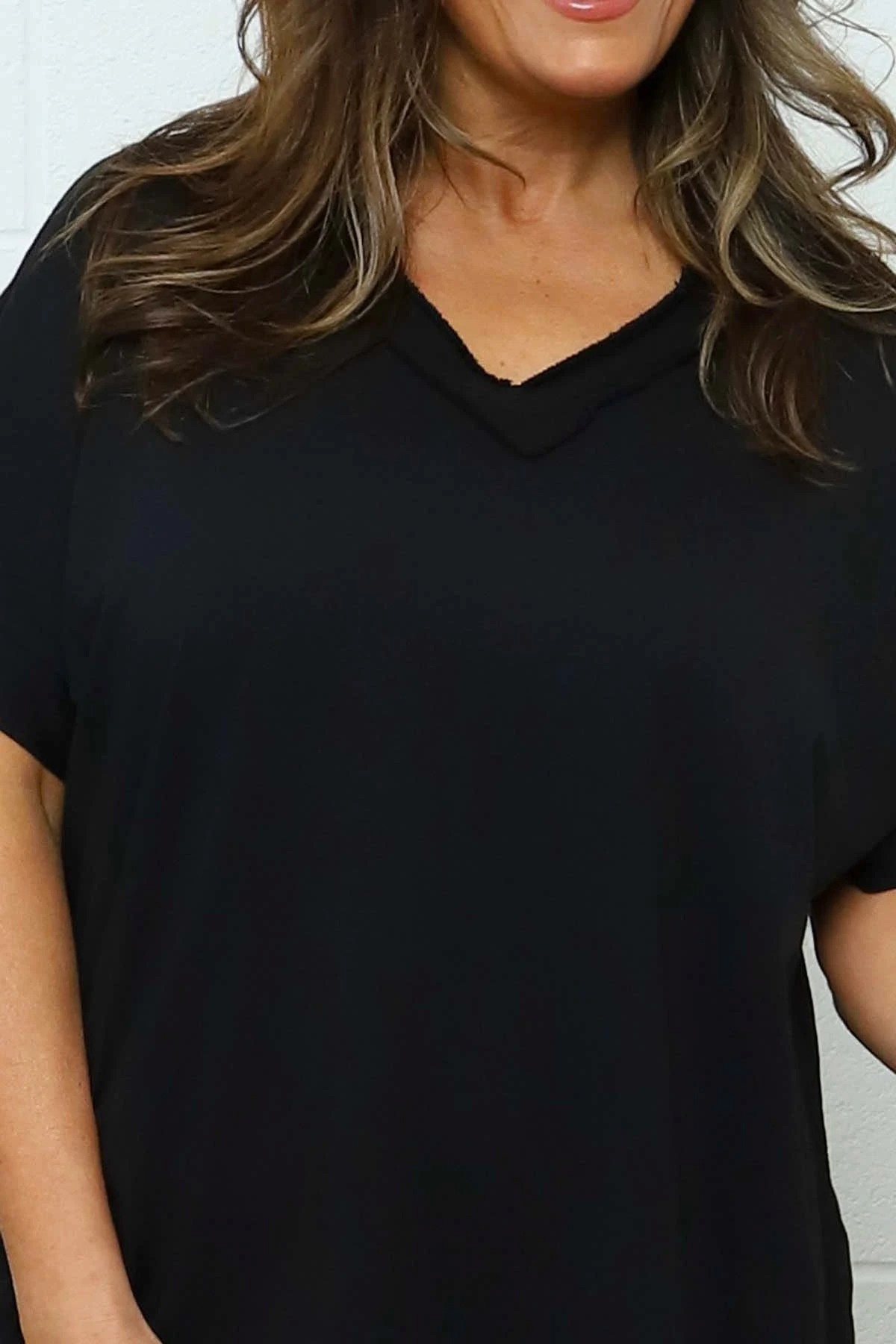 Luisa Washed V-Neck Cotton Top Black 5 Luisa Washed V-Neck Cotton Top Black - Image 3