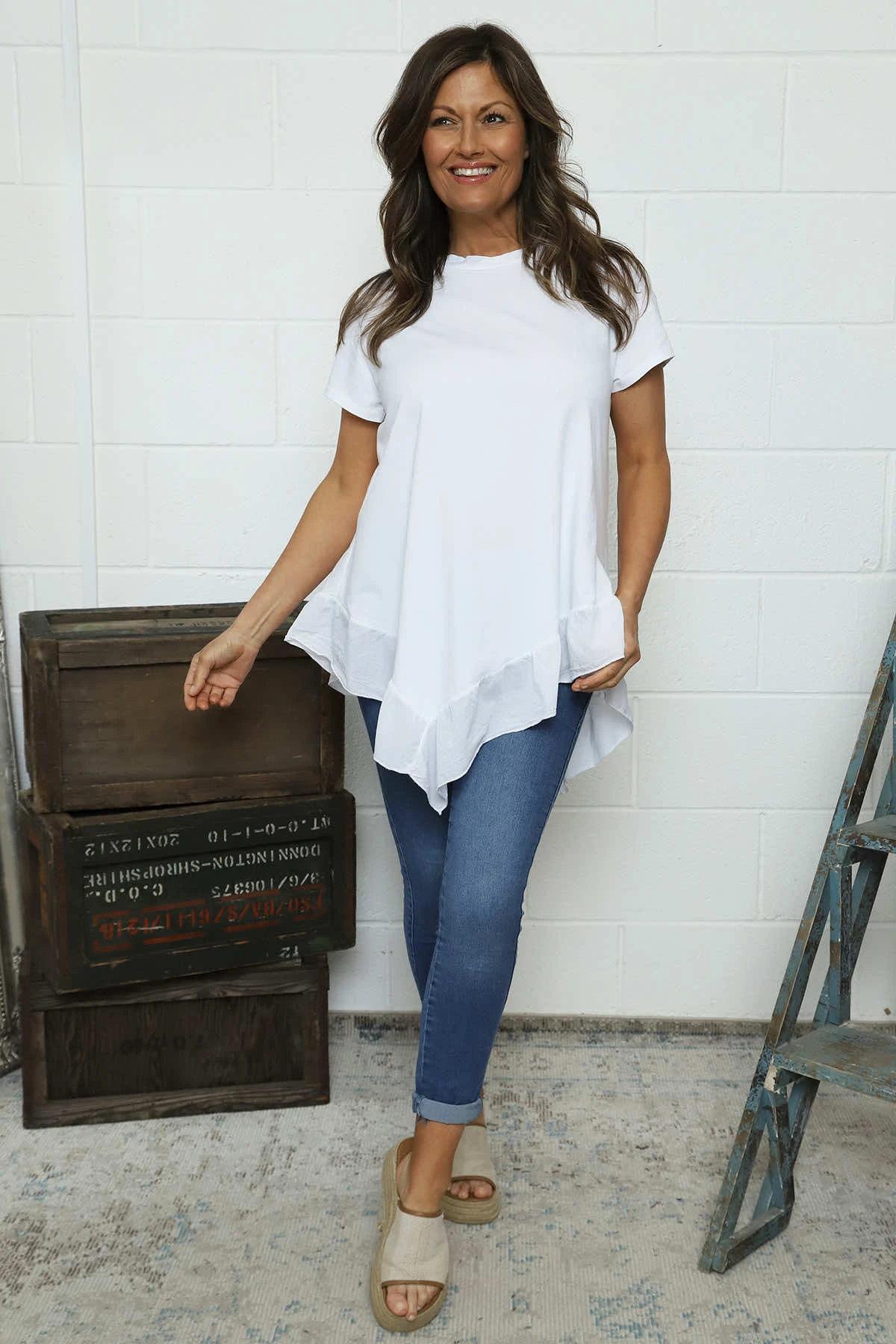 Langdon Frill Cotton Top White 4 Langdon Frill Cotton Top White - Image 2