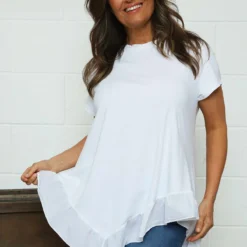 Langdon Frill Cotton Top White