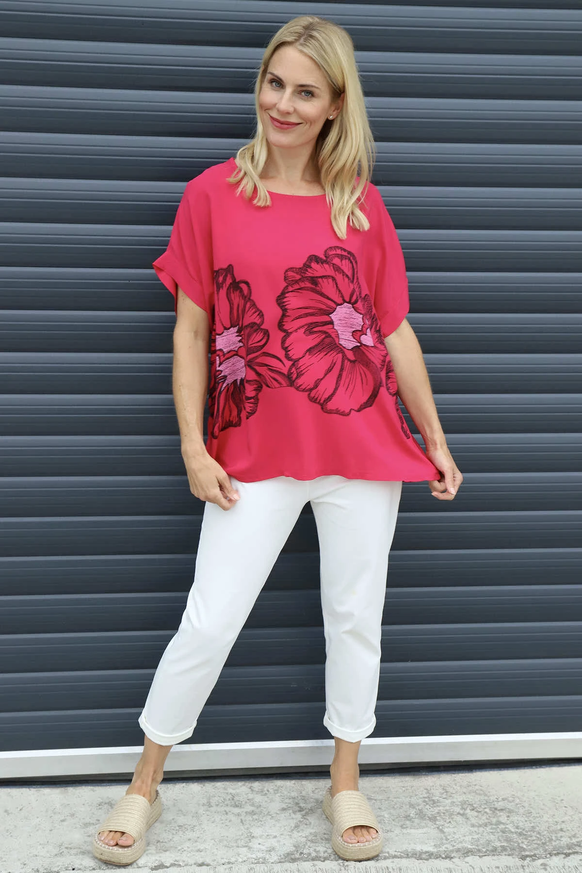 Agnetha Flower Top Hot Pink 4 Agnetha Flower Top Hot Pink - Image 2