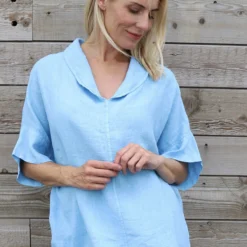 Rebecca Linen Top Light Blue