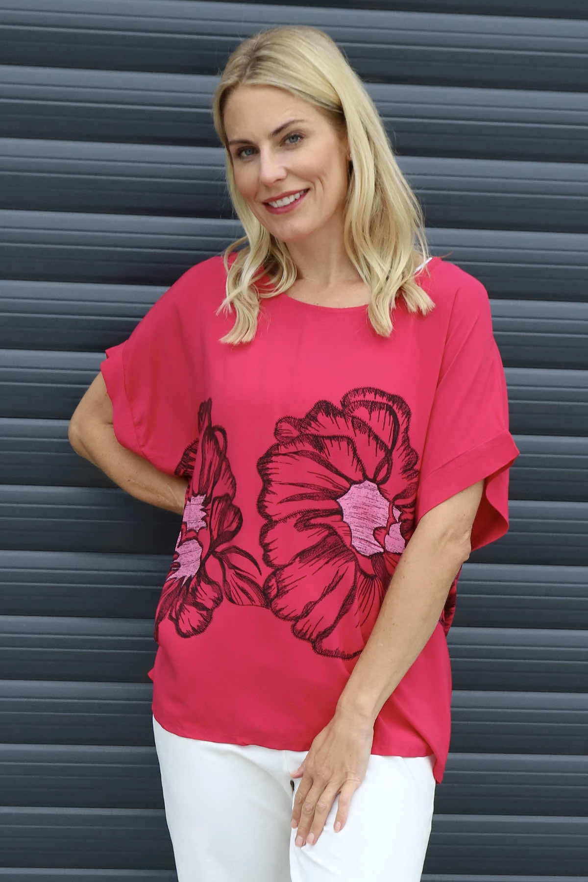 Agnetha Flower Top Hot Pink 5 Agnetha Flower Top Hot Pink - Image 3