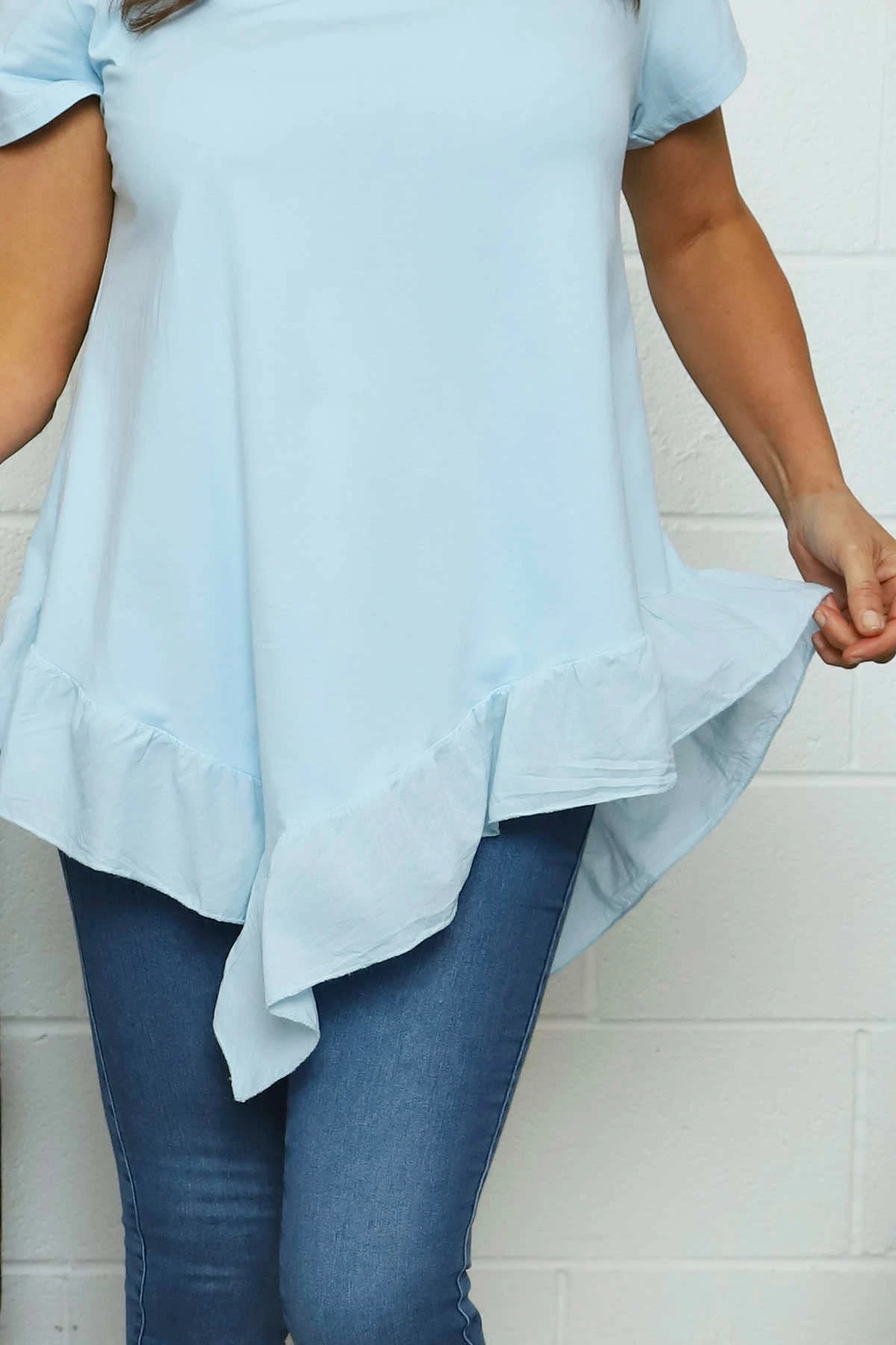Langdon Frill Cotton Top Light Blue 5 Langdon Frill Cotton Top Light Blue - Image 3